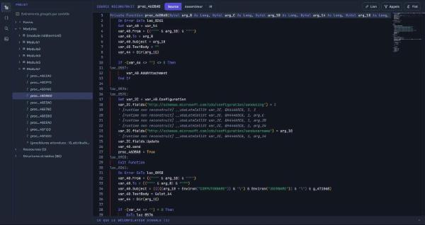 Procedure Module7.proc_46DBA0 in VBReFormer Online: CDO configuration and unreconstructed late-bound calls