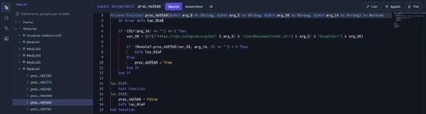 Procedure Module7.proc_46E5A0 in VBReFormer Online: building the api.telegram.org URL